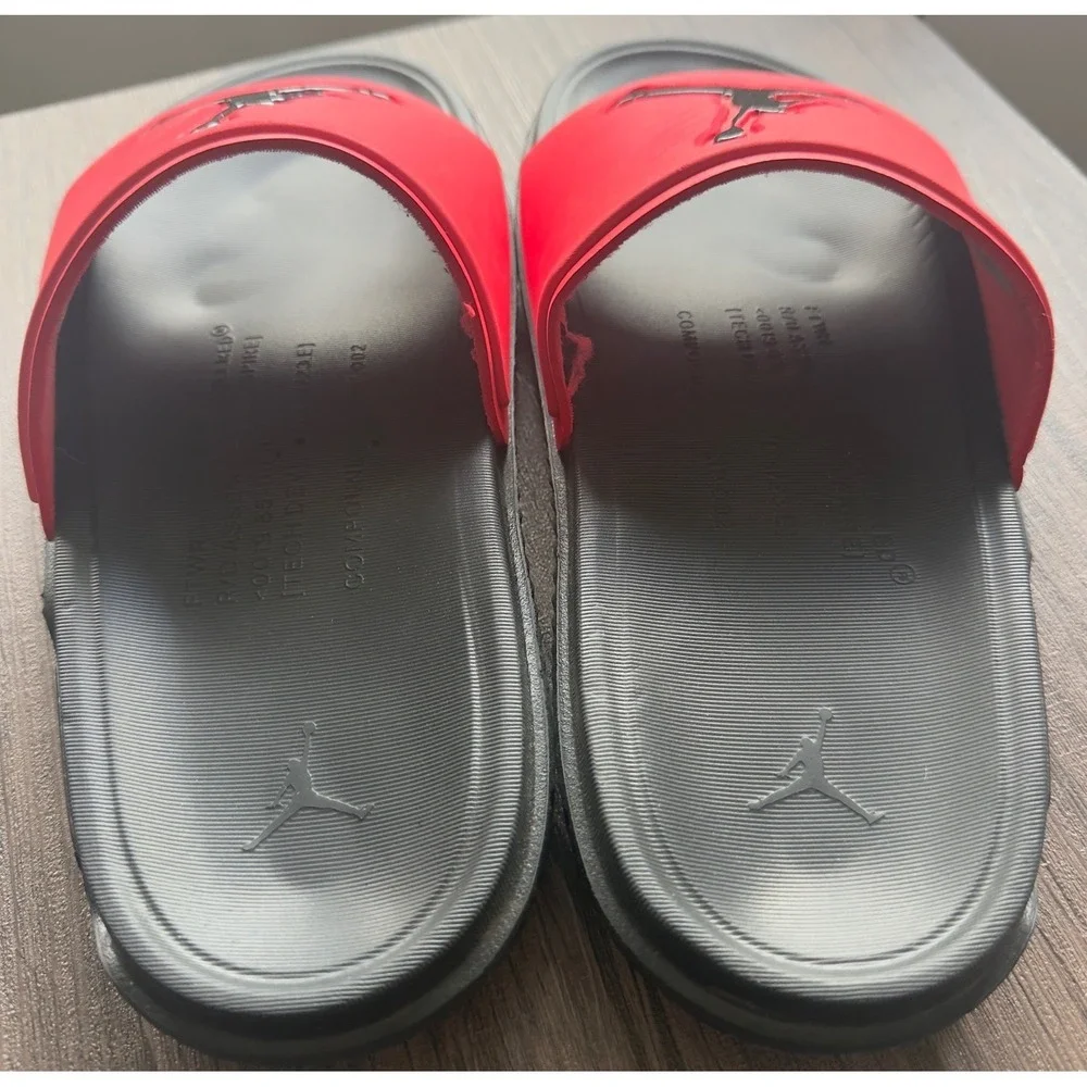 Jordan Play Slides Mens Red Black Athletic Sandals Jumpman Size 8